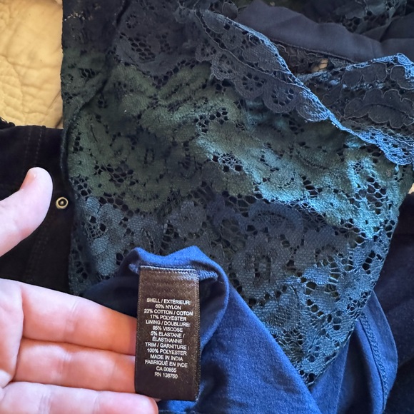 RW&CO xs haut blouse dentelle bleue et verte - Picture 5 of 6